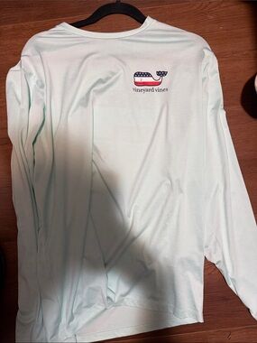 Vineyard Vines Mint Long Sleeve with Americana Whale Logo